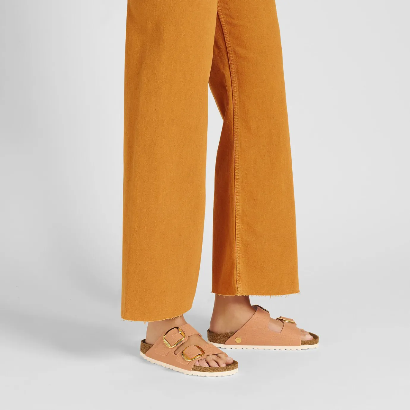 Birkenstock Two-Strap Sandals<Arizona Big Buckle Rivet Logo Vegan Canvas Papaya
