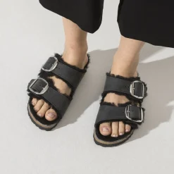 Birkenstock Two-Strap Sandals<Arizona Big Buckle Shearling Black