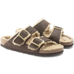 Birkenstock Two-Strap Sandals<Arizona Bold Shearling Espresso