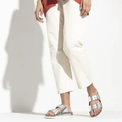 Birkenstock Two-Strap Sandals<Arizona Soft Footbed Metallic Silver