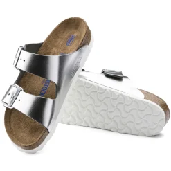 Birkenstock Two-Strap Sandals<Arizona Soft Footbed Metallic Silver