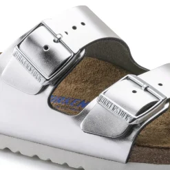 Birkenstock Two-Strap Sandals<Arizona Soft Footbed Metallic Silver