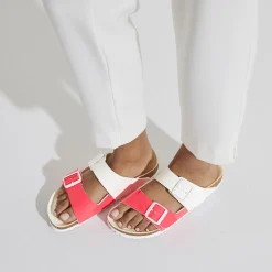 Birkenstock Two-Strap Sandals<Arizona Split Neon Pink/White Patent