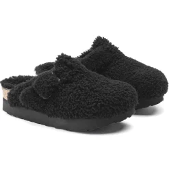 Birkenstock Platform<Boston Big Buckle Platform Teddy Black