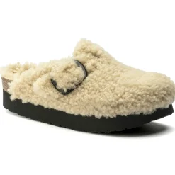 Birkenstock Platform<Boston Big Buckle Platform Teddy Eggshell