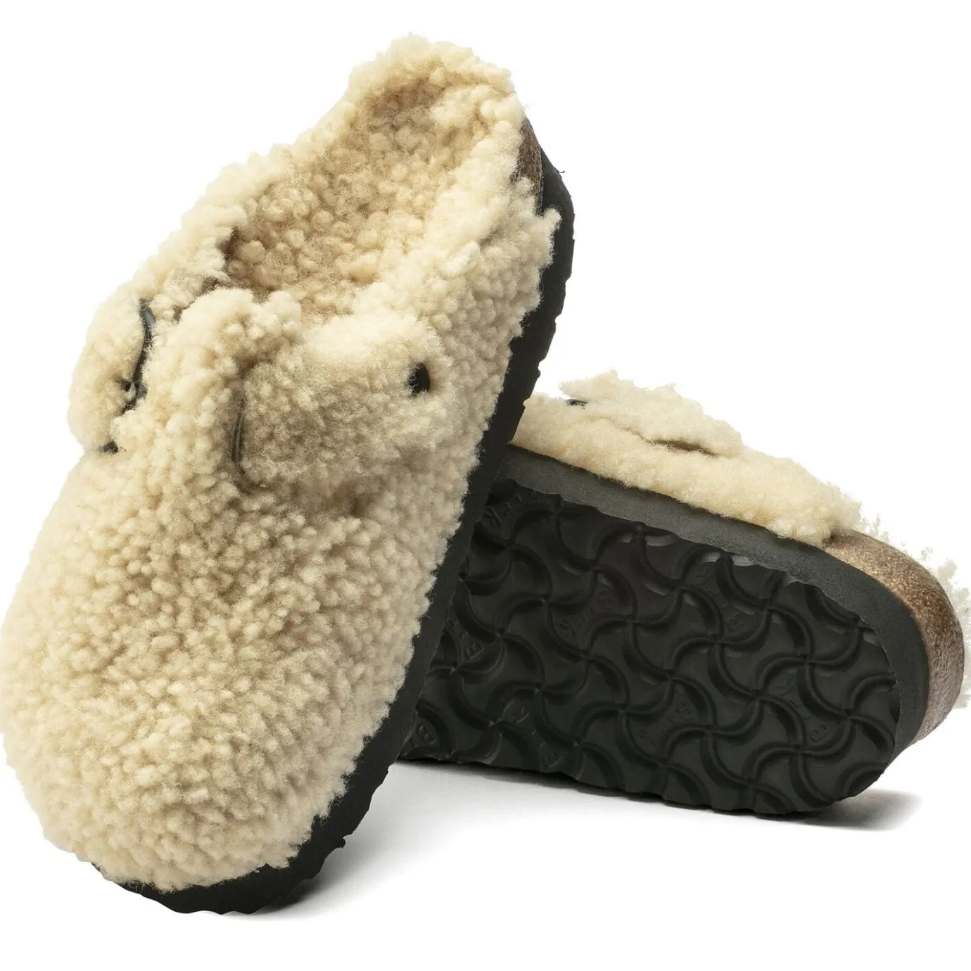Birkenstock Platform<Boston Big Buckle Platform Teddy Eggshell