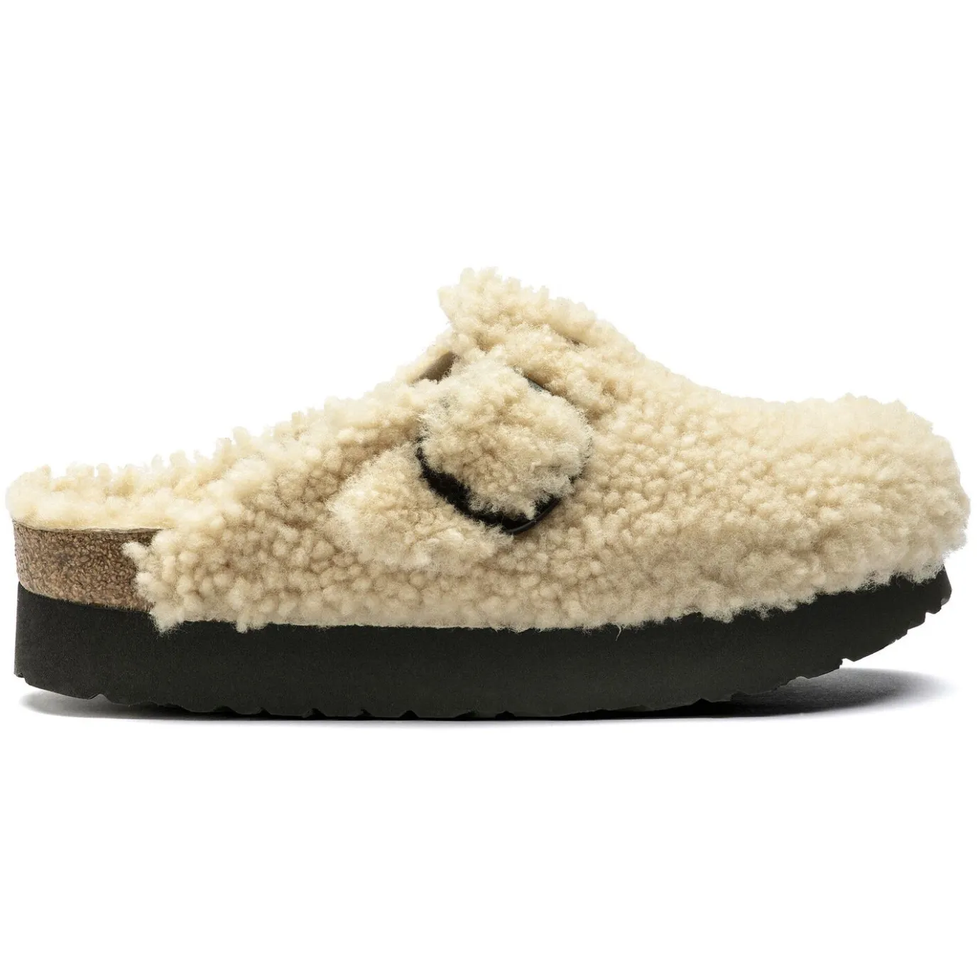 Birkenstock Platform<Boston Big Buckle Platform Teddy Eggshell