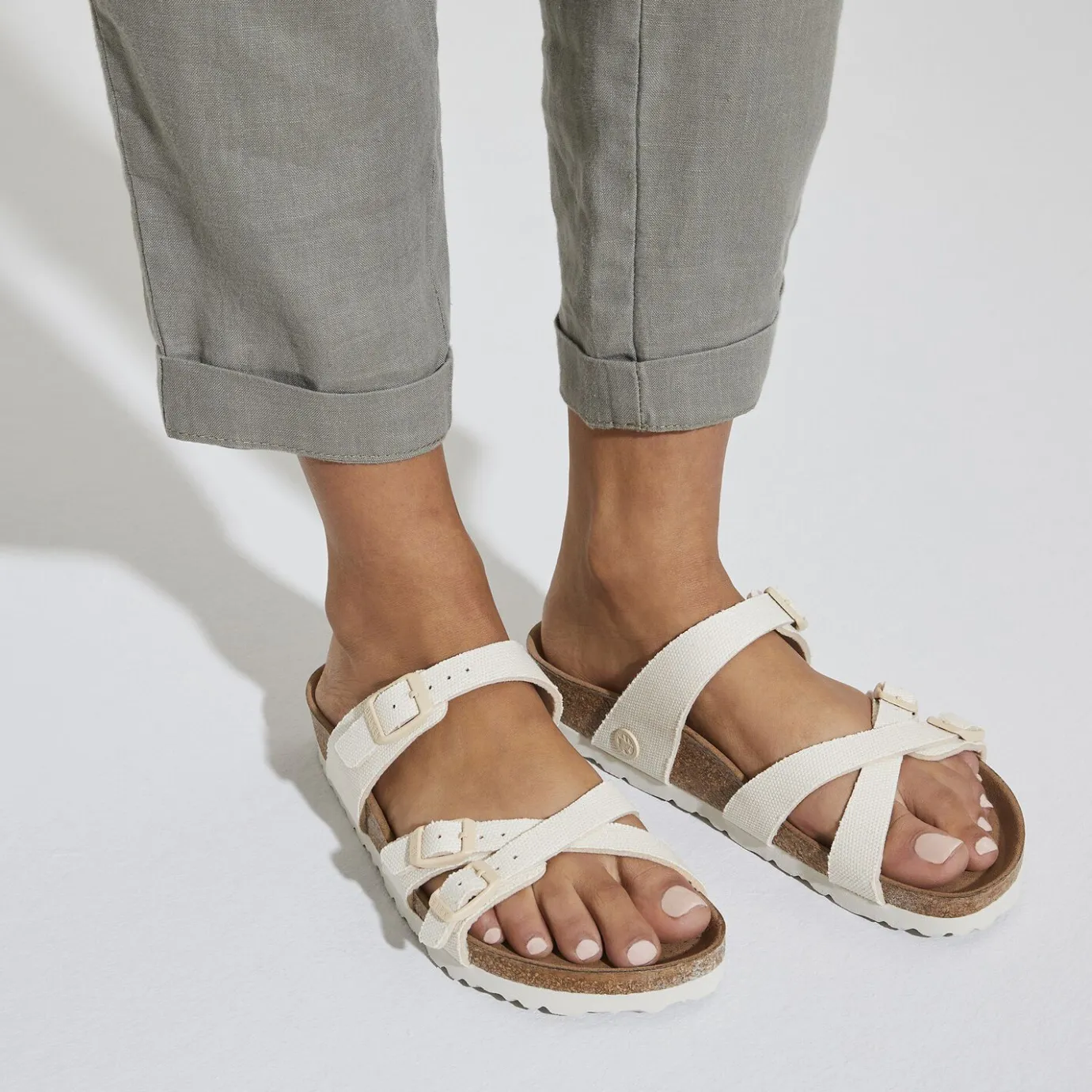 Birkenstock Multi-Strap Sandals<Franca Vegan Canvas Eggshell