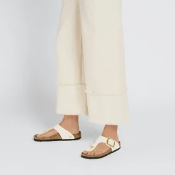 Birkenstock Thong Sandals<Gizeh Big Buckle Rivet Logo Canvas Eggshell