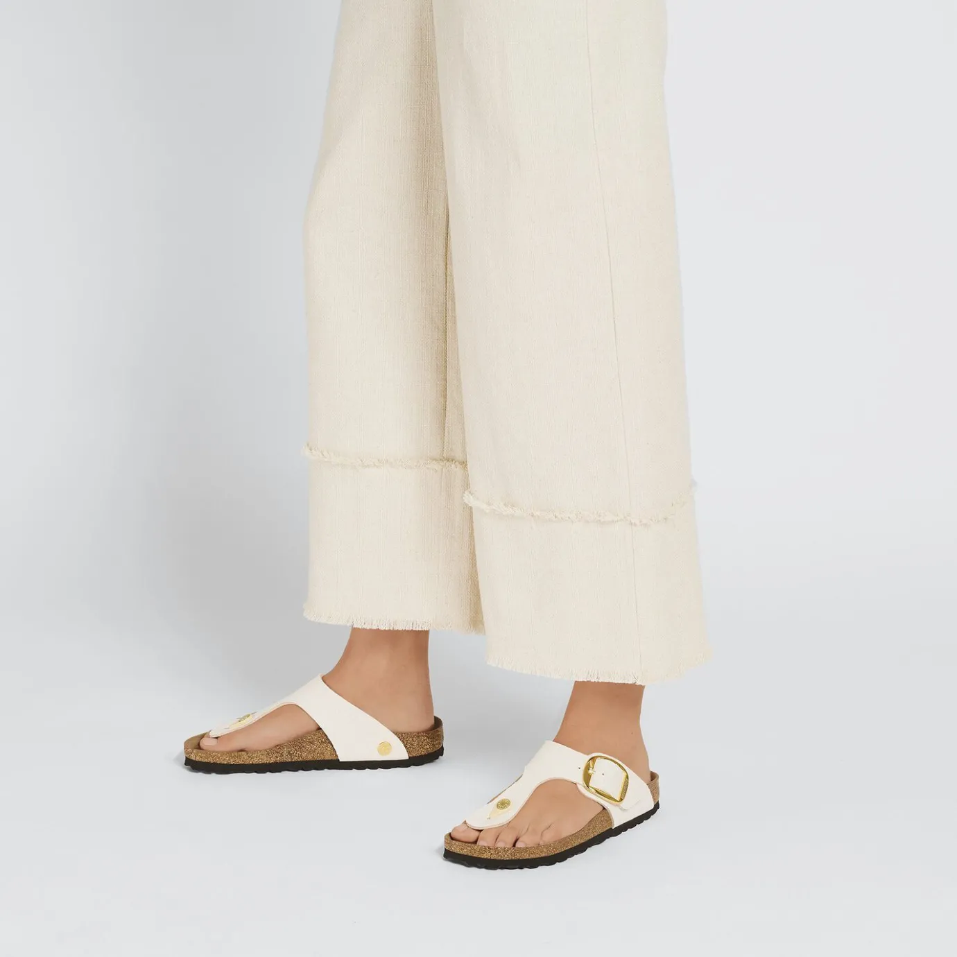 Birkenstock Thong Sandals<Gizeh Big Buckle Rivet Logo Canvas Eggshell