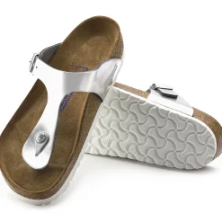 Birkenstock Thong Sandals<Gizeh Soft Footbed Metallic Silver