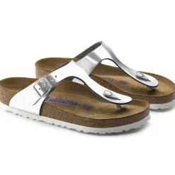 Birkenstock Thong Sandals<Gizeh Soft Footbed Metallic Silver