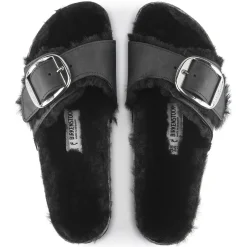 Birkenstock One-Strap Sandals<Madrid Big Buckle Shearling Black