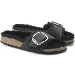 Birkenstock One-Strap Sandals<Madrid Big Buckle Shearling Black