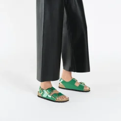 Birkenstock Ankle-Strap Sandals<Milano Big Buckle High-Shine Digital Green