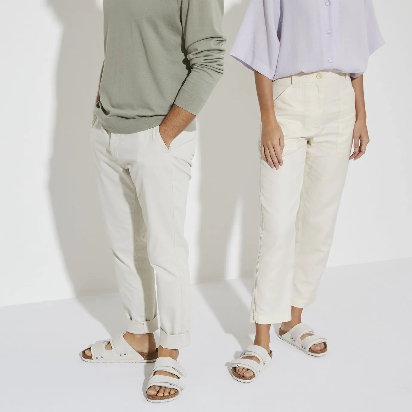 Birkenstock Two-Strap Sandals<Uji Antique White
