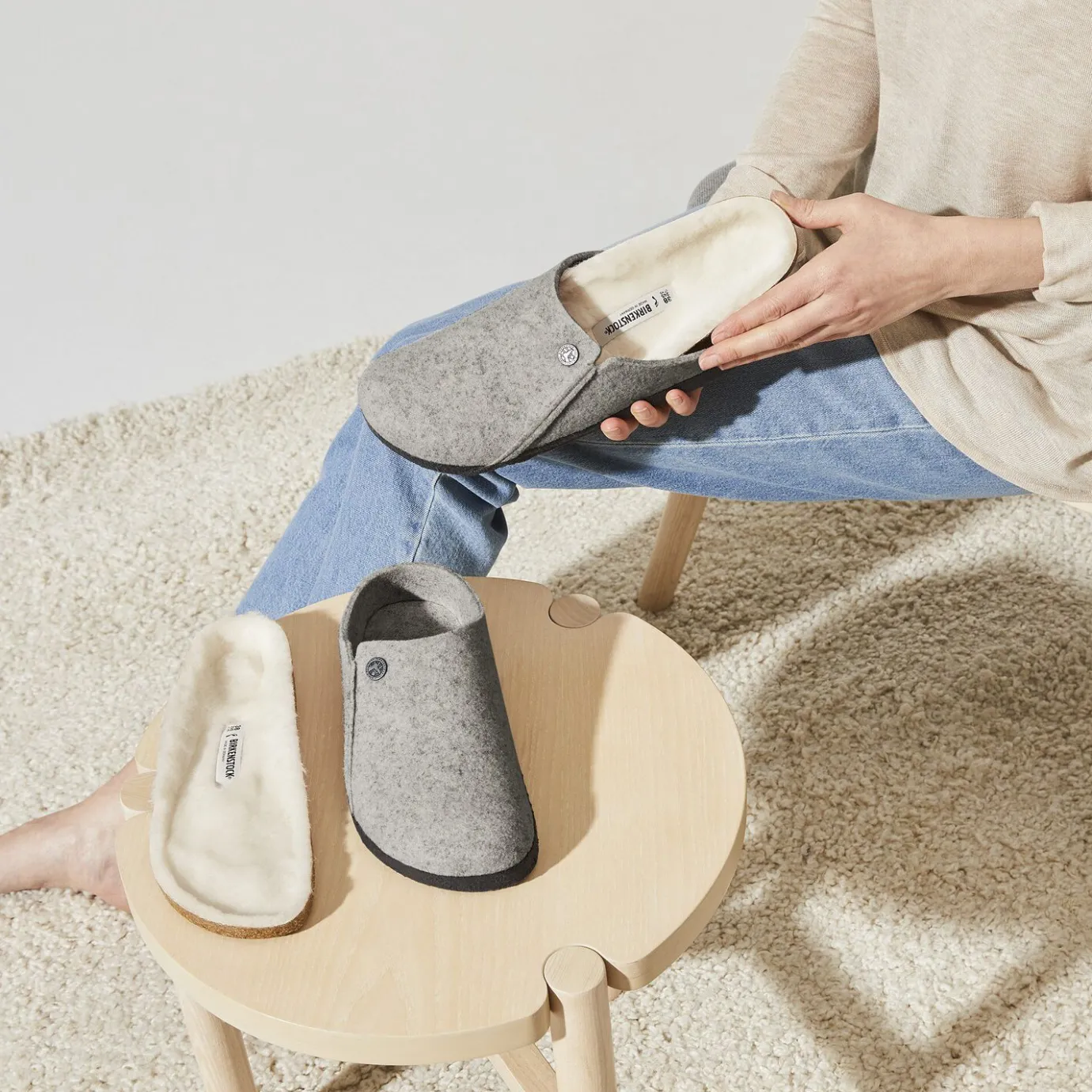 Birkenstock Slippers<Zermatt Shearling Light Grey